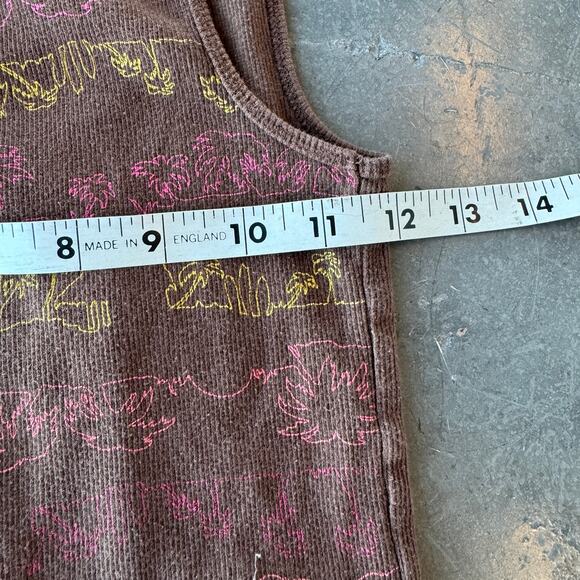 Vintage Y2k Palm Tree Arizona Brown Multicolor Pink Ribbed Knit Racerback Tank M - Picture 4 of 5